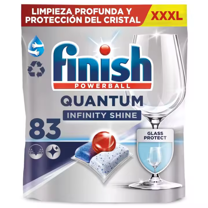 Finish Powerball QUANTUM INFINITY SHINE Pastillas para Lavavajillas,Limpieza Profunda, Brillo Excepcional, Protege contra Corrosión, Profesional - 1