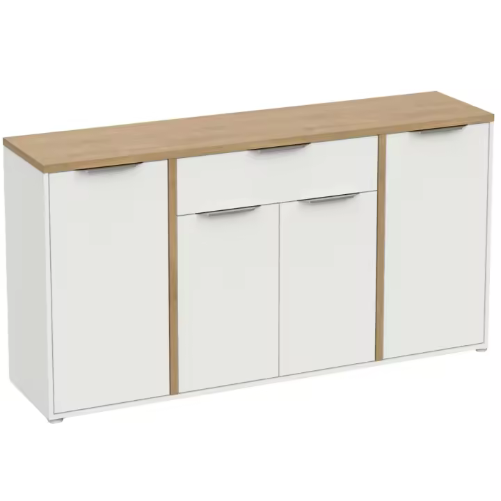 Aparador Salón Acces 4P Roble Hamilton y Blanco Mate 161 cm - 1