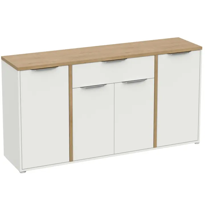 Aparador Salón Acces 4P Roble Hamilton y Blanco Mate 161 cm - 1