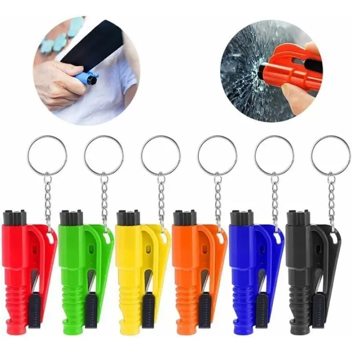 LLavero de interruptor de ventana de coche 3 en 1, herramienta de rescate multifunción, herramienta de emergencia con interruptor de ventana y cortador, 6 uds. - 1