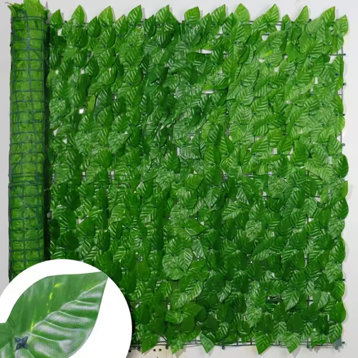Falso Iva Privacy Fence Screen 118x19.7 Pulgadas Valla Decorativa De Hojas Verdes Para Jardín Fondo Decorativo De Valla De Hierba Artificial - 1