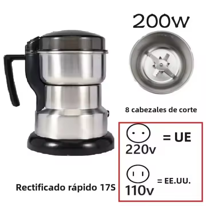  Trituradora Eléctrica De Acero Inoxidable 304 400W Con Hoja De Ocho Páginas Para Moler Rápidamente Arroz Y Frijoles Máquina Multifuncional Para Café En Casa - 1