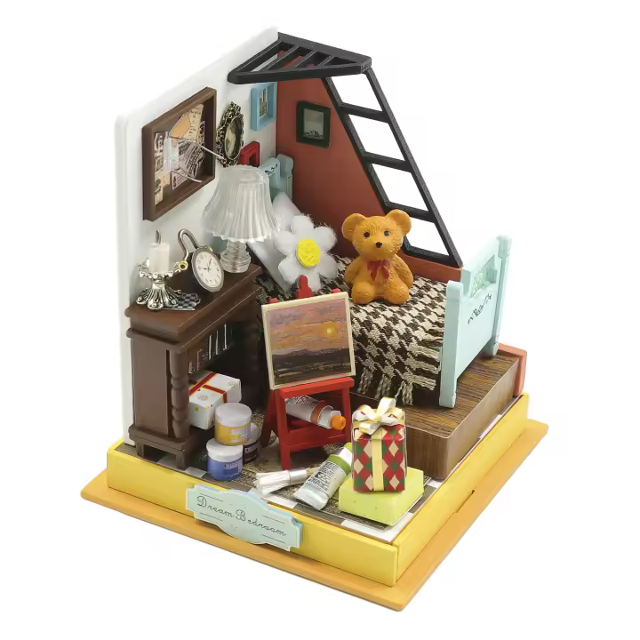 DAM. Dormitorio de sueño. Maqueta 3D realista con gran detalle y luces led. 9x8x8cm. - 1