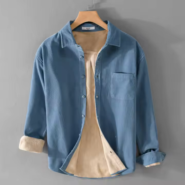 Camisa De Algodón De Corduroy Para Hombres Diseñadora Italiana Calidad Superior Moda Otoño Invierno Talla Grande Cuello Cuadrado Estilo Casual - 1