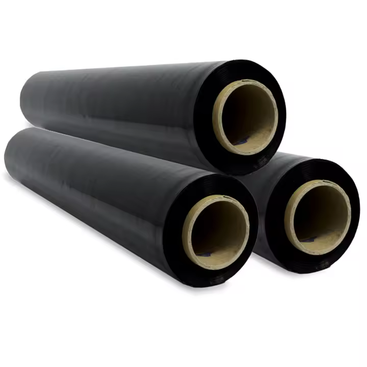 Film Negro para Embalar, Film Negro Opaco, Papel Film, Rollo de Plastico Protector Muebles, Cajas Mudanza, Plastico Cubretodo 50cm x 300m estirables - SIDI (3 unds, Negro) - 1