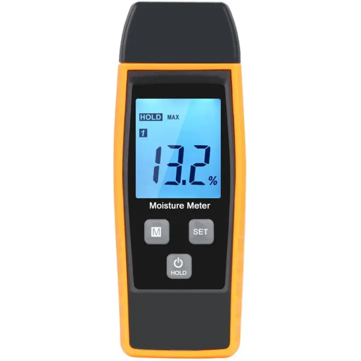 Probador de humedad para pared y madera, medidor de fugas, humedad, mortero de cemento, detector de contenido de agua con retroiluminación LCD (amarillo) - 1