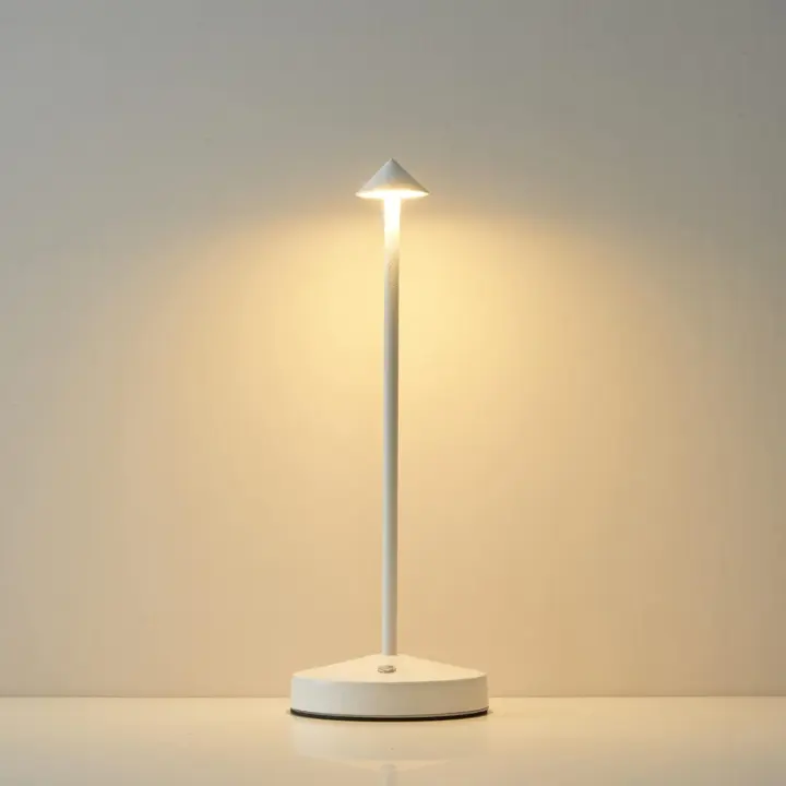Lámparas de Mesa inalámtricos, lámpara LED recargable, lámpara de escritorio portátil con catería, Luz Nocturna regulable de 2 niveles de Brillo para habitación Blanca - 1
