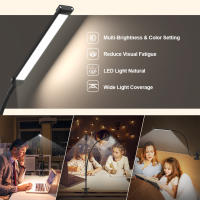 Lámpara De Escritorio LED 10W Con Pinza Luz De Lectura Dimmer De 10 Niveles 3 Modos De Iluminación Flexible Para Estudio USB - details 2