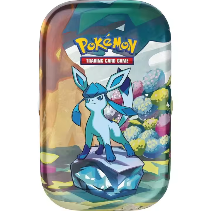 Evoluciones Prismáticas Mini Lata Cartas Coleccionables Pokémon, Escarlata y Púrpura, Vaporeon, Flareon, Sylveon, Umbreon, Glaceon, Jolteon, Espeon (2 Paquetes de Mejora y 1 Moneda) - 1