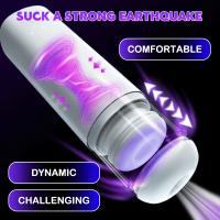 HESEKS Juguetes Para Adultos Para Hombres Doble Automático Telescópico Con Voz Y Calor Vagina Silicón Función Eléctrica - details 4