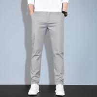 Pantalones De Verano Casuales Para Hombre En Caqui Y Gris Cintura Elástica Comodidad Ultrafinos De Seda Helada Pantalones Negocios Estilo Recto Ropa De Marca - details 8