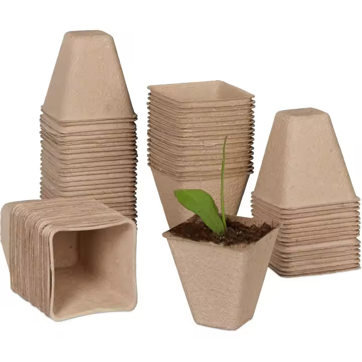 SOMY 120 Piezas Macetas Biodegradables, Macetas Biodegradables, Macetas Biodegradables para Plántulas, para Plántulas, Hierbas, Flores, Verduras, con Etiquetas para Plantas y Maceta para Herramientas de Suelo - 1