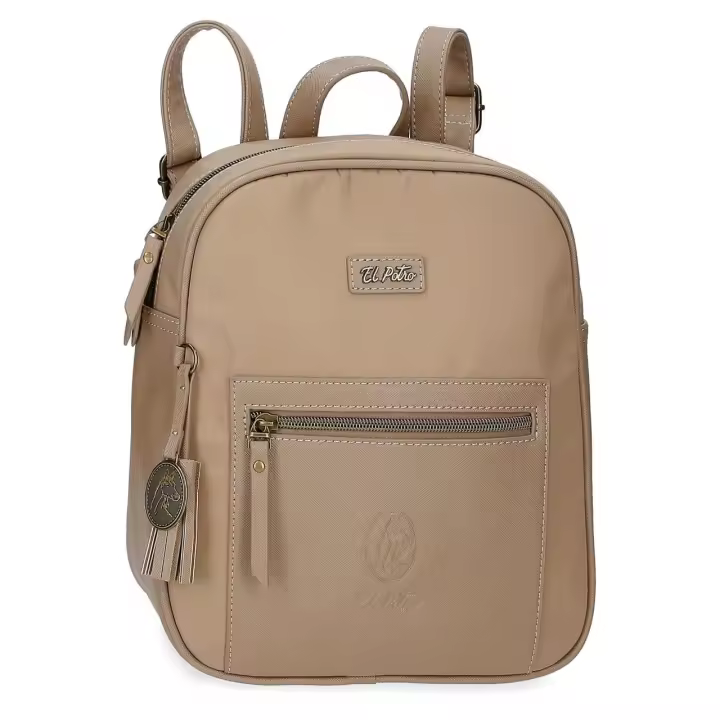 El Potro Mochila casual de 24 cm x 28 cm x 10 cm fabricada en poliéster y PU Beige - 1