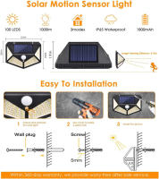 Lámpara Solar Exterior LED 160/128 Con 3 Modos Luz De Decoración Para Jardín Y Parque Sensor De Movimiento PIR Impermeable IP65 - details 15