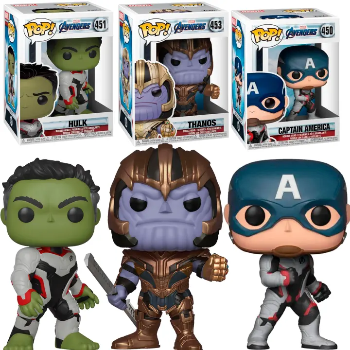 Funko Pack 3 Funkos Thanos Capitan America América Hulk  nanotraje nano suit nanosuit Iron Man Endgame Avengers Vengadores  Marvel Funko  450 451 453 - 1
