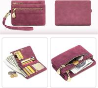 Monedero Mujer Pequeño Cartera de Mujer 100% Cuero Vegano Billetera Short with Bolsillo de Cremallera para Monedas' (Rojo wine) - details 4