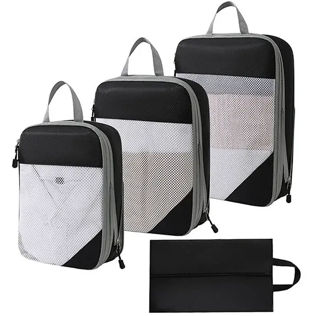 Set De 4 Bolsas De Viaje Portátiles Empaque Comprimido Impermeables De Nylon Para Ropa Y Zapatos Caja De Empaque De Viaje - 1