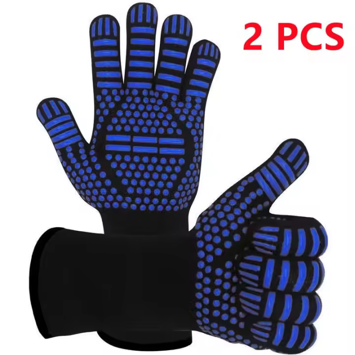Guantes de barbacoa 1472 ℃ Guantes de Asar resistentes al calor Guantes de Horno antideslizantes de silicona Guantes de cocina Para barbacoa Asar A LA Parrilla Cocinar para hornear - 1