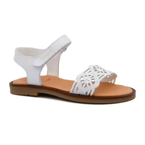Sandalias piel blanca niña PABLOSKY 437900 con cierre de velcro. Hecha en España - 1
