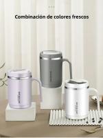 Taza De Café De 500ML Con Asa Y Tapa Acero Inoxidable 304 Taza De Leche Para Desayuno Con Acabado Ecológico Para Oficina Y Estudio - details 9