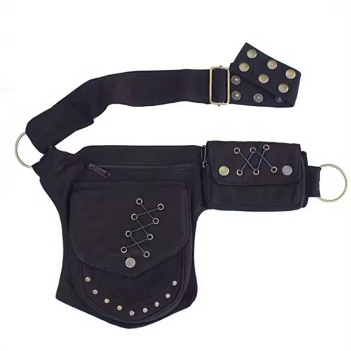 1 pieza de estilo Punk para hombre y mujer, cubierta de riñón negra Simple, soporte para teléfono móvil, tarjetas y llaves, bolsa Vie para ciclismo para hombre y mujer - 1