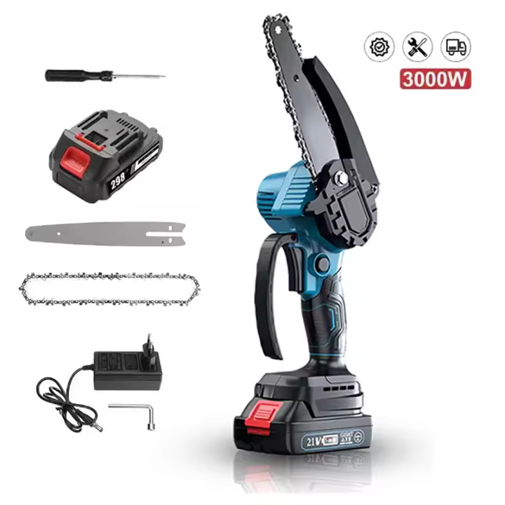 3000W Motosierra eléctrica portátil de mano, herramienta de poda de jardín para batería Makita de 18V, 6 pulgadas - 1