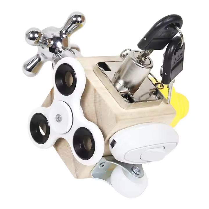 Cubo De Juguete Para Niños Madera Fidget Montessori Educativo Viaje Juguetes Sensoriales Tablero De Ocupaciones Básicas De La Vida - 1