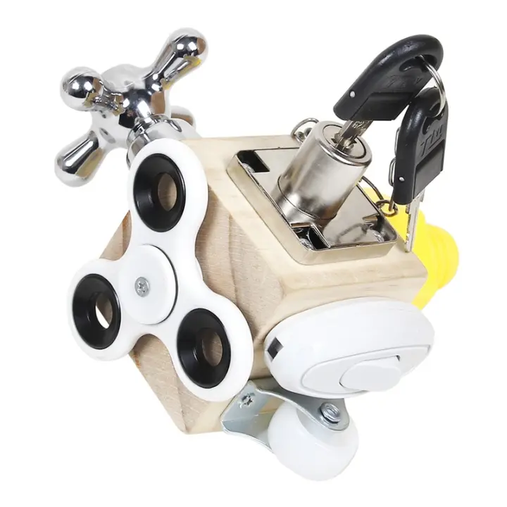 Cubo De Juguete Para Niños Madera Fidget Montessori Educativo Viaje Juguetes Sensoriales Tablero De Ocupaciones Básicas De La Vida - 1