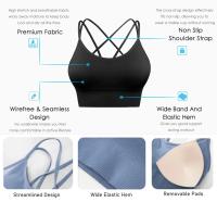 Deportivo De Mujer En Nylon Con Espalda Cruzada Y Aros Sin Costuras Almohadillado Para Gimnasio Yoga Correr Top Corto Transpirable - details 6