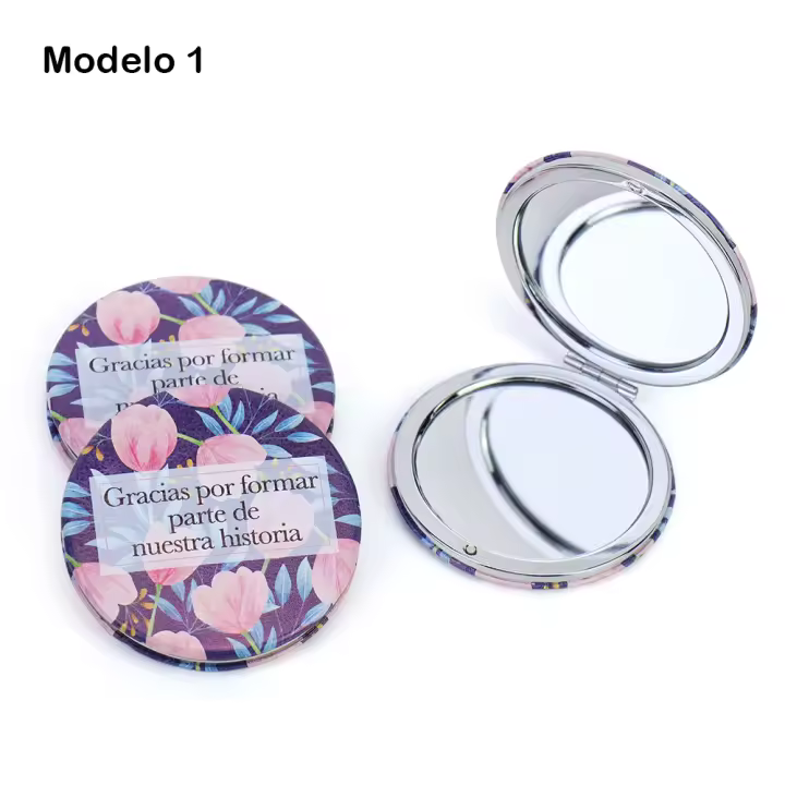 Pack de 6 a 24 unidades de Espejo de bolsillo, 3 modelos florales, Decorados con frases, Detalles invitados para bautizo, Detalles para bodas invitados, Detalles dama de honor, Recuerdos de boda, Regalantes.com - 1