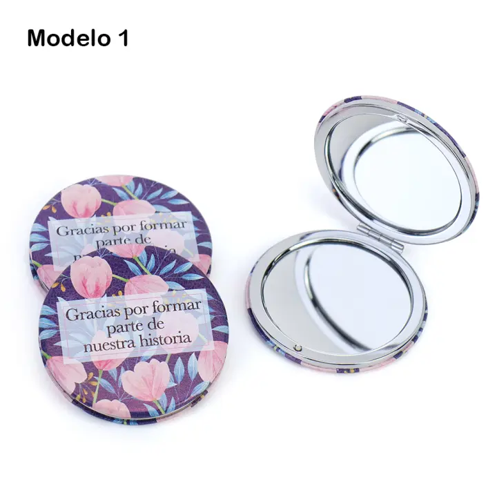 Pack de 6 a 24 unidades de Espejo de bolsillo, 3 modelos florales, Decorados con frases, Detalles invitados para bautizo, Detalles para bodas invitados, Detalles dama de honor, Recuerdos de boda, Regalantes.com - 1