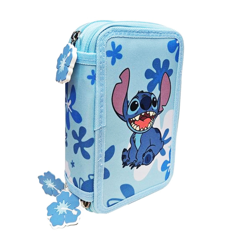Stitch Plumier 3 Cremalleras Grande | Estuche Escolar Disney Oficial · Gran Capacidad para Primaria