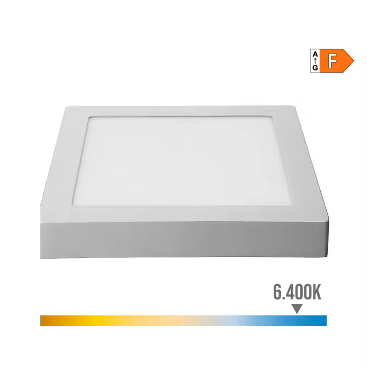 DOWNLIGHT LED SUPERFICIE CUADRADO 20W 1500lm 6400K LUZ FRIA CROMADO 22,5x22,5x4cm EDM - 1