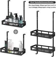 Almacenamiento de Ducha Colgante, cesta de Ducha Negra sin perforación, estante de baño con ventosasY 2 Ganchos - details 0