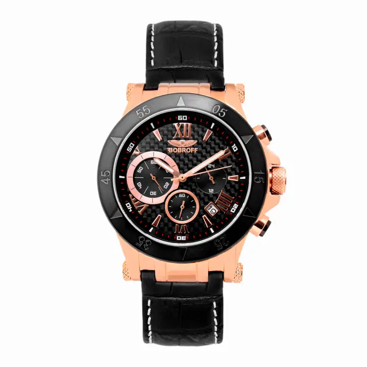 Reloj Hombre Bobroff BF1001M15 (Ø 44 Mm) - Piel | Negro | Acero | 10 Atm - 1