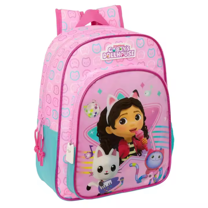 MOCHILA JUNIOR ADAPT.CARRO GABBY'S DOLLHOUSE "PARTY" 32X38X12 CM (Safta 612427640) - 1