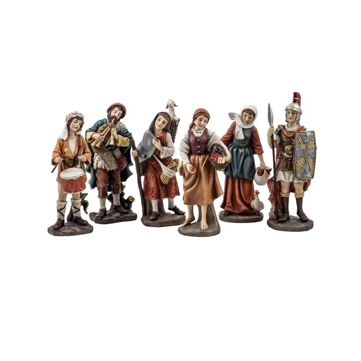 Misterio Nacimiento Navidad figuras 20 cm. Belén 6 piezas romano campesinas trovador - 1