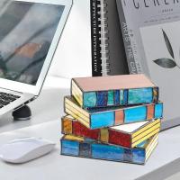 Lámpara Creativa De Libros Pila De Vidrio Estampado Para Escritorio Decoración De Resina Y Plástico Luz Nocturna Adorno De Mesa Regalo De Fiesta En Casa - details 4