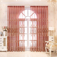 Cortina Europea De Encaje Transparente Con Patrón Geométrico Y Flores Para Decoración Del Hogar 1 Panel Con Bolso De Tubería - details 0