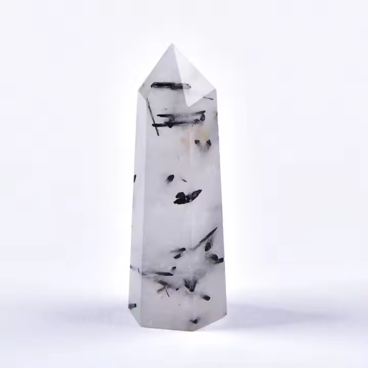 Piedra De Hechicero De Turmalina Negra Natural Cuarzo Hexagonal Prisma 50-80mm Obelisco Varita Piedra De Tratamiento Regalo DIY 1PC - 1