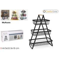 ZYLX SHOPPING – Cesta organizadora metálica Confortime 2 o 3 niveles multiusos para cocina y hogar - details 0