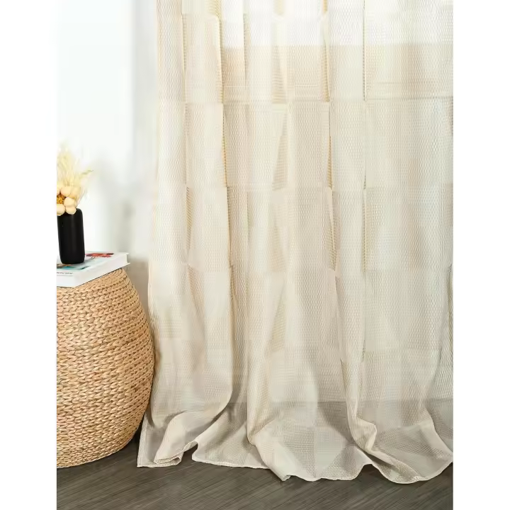 Shoppe house - Cortina Transparente 140 x 260cm, Visillo Estilo Minimalista con diseño triángulos en Tejido Tipo Gasa - 1