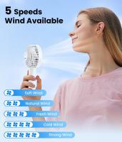 Mini ventilador portátil, 5 velocidades, con base, recargable por USB, apto para exteriores - details 0