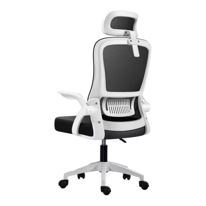 Silla de Oficina, para Gaming, Escritorio Ergonómica con Reposacabezas, Ajustable y con Soporte Lumbar | Respaldo de Malla Transpirable | Reposabrazos Abatibles de 90° | Giratoria 360° (Blanco) - 1