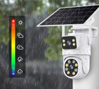 Cámara Solar Inteligente Tuya WIFI Con Doble Lente 8MP Vigilancia De Video Inalámbrica Exterior Cámara De Batería PTZ CCTV Doble Pantalla PIR Detectar - details 8