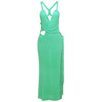 Vestido De Encaje Sin Espalda Nibber Para Mujer Con Abertura Irregular Y Cuello En V Cruzado En La Banda Baja Y Laterales Para Fiestas De Playa Y Vacaciones - details 1