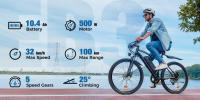 Bicicleta eléctrica MTB 250w EB3, bicicleta de montaña eléctrica 26" bicicleta eléctrica para adultos 35km/h, batería 36V 10.4Ah, modo ASSIST autonomía 100km - details 12