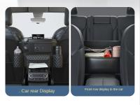 Bolsa De Almacenamiento Para Asiento Medio De Coche De Gran Capacidad En Cuero Negro Estilo Napa Soporte Para Artículos Colgante Para Espalda De Silla - details 3