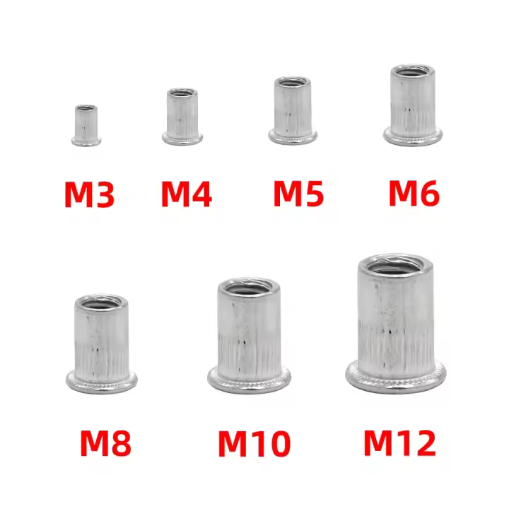 20Pcs Aleación De Aluminio Rivnut M3 M4 M5 M6 M8 M10 M12 Cabeza Plana Inserto Taponado Tornillo Rivet Nut Para Carpintería - 1