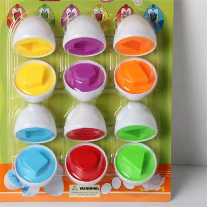Juego Educativo De 6-12 Piezas De Huevo De Colores Con Formas Para Niños Montessori De Aprendizaje Temprano Rompecabezas Para Ocasiones De Pascua - 1